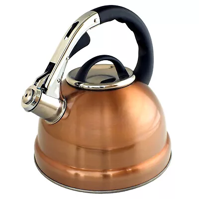 Whistling Kettle 3.5L Stovetop Copper Stainless Steel Electric Induction Gas Hob • £18.99