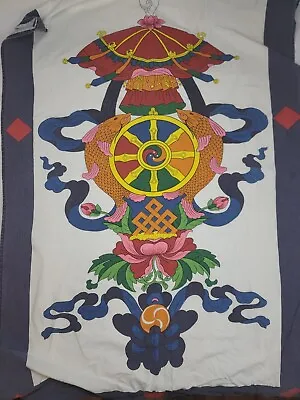 Vintage Wall Tapestry Tibetan Buddhit Design - 67  X 34.5  - Good Condition • $23.77