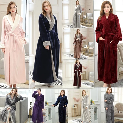 $57.07 • Buy Women Ladies Luxury Long Bath Robe Dressing Gown Winter Fleece Soft Bathrobe AU