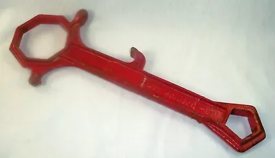 Vintage Antique 15  Fire Hydrant Wrench Red Multi-Tool ~ Fireman Collector • $39