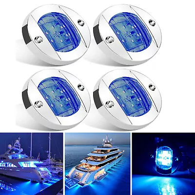 4X Light Blue Round Marine Boat LED Courtesy For Cabin Deck Stern Navigatioin • $11.55