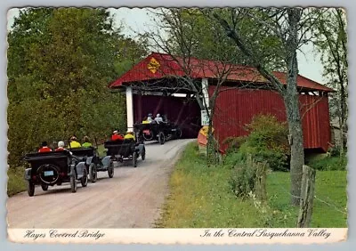 Postcard Mifflinburg Pennsylvania Hayes Covered Bridge Vintage Cars • $4.75