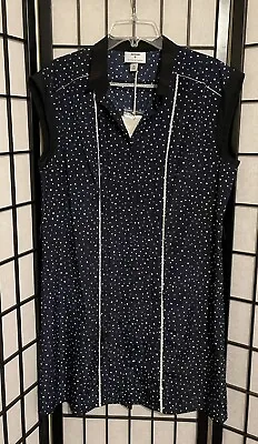 $26.39 • Buy Nwt Jason Wu For Target Xl Navy Blue Polka Dot Pleat Button Down Collared Dress