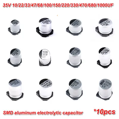 £2.69 • Buy 10pcs 35V SMD Aluminum Electrolytic Capacitor 10/22/33/47/68/100/150/330-1000UF