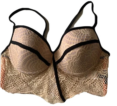 £2.99 • Buy Stunning River Island Padded Underwired Bralette  Bra  Peach Zip Back Size 12