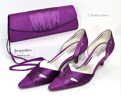 £69 • Buy New Jacques Vert Iris Range Shantung/Sateen Purple Shoes & Matching Bag UK 7