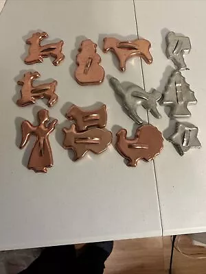 Vintage Lot Of 12 Metal Cookie Cutters Chicken Angel Lion Camel Deer Santa • $7.50