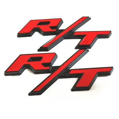 2PCS OEM For RT Emblems Side Fender R/T Black Red Nameplate Badge New Sticker • $13.93