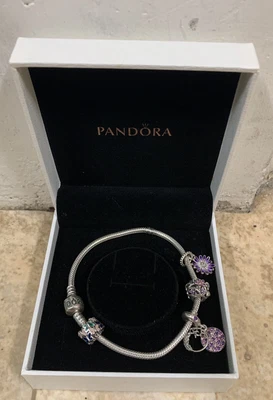 $76 • Buy Genuine Silver Pandora Bracelet With Genuine Retired Charms RRP$499