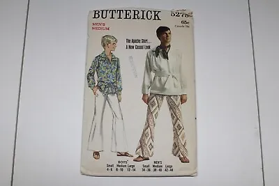 Vintage Butterick 5273 Men's Puffy Apache Shirt Pattern Size 38-40 Cut 1960s • $4.99
