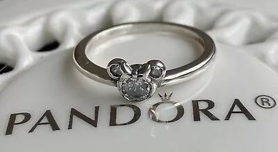 Authentic Pandora DISNEY Minnie Mouse Sparkling Head Ring #190074C01-54 Size 7 • $41.25