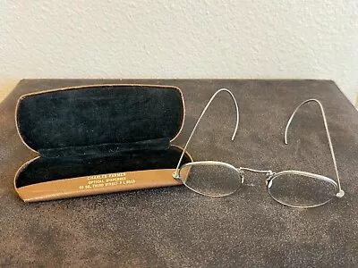 Antique Silver Wire Rimmed Spectacle Eyeglasses Granny Glasses Florida W/ Case • $49.99