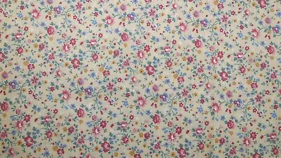 Vintage Antique Tiny Cabbage Rose Floral Pink Lavender Doll Quilt Calico Fabric • $6.50