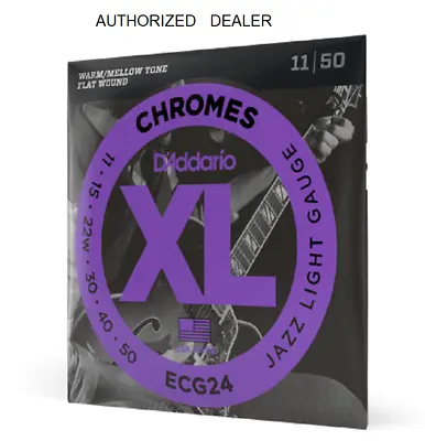 D'Addario ECG24 Chromes Flat Wound Jazz Light 11-50 Guitar Strings  • $19.99