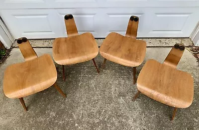 Set 4 Vintage Herman Miller Eames LCW Molded Plywood Lounge Chairs No Backrests • $1199.95