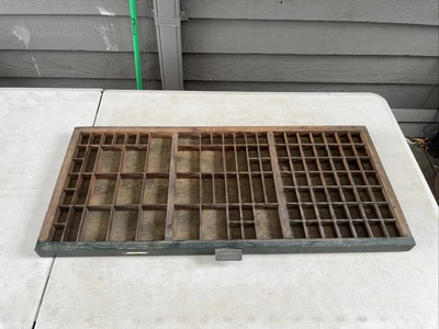 $90 • Buy Authentic Vintage Wooden Letter Press Printers Tray Shadow Box; Collectable