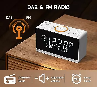 DAB & FM Radio Dual Alarm Clock With 40 Presets Bluetooth With USB Charger AU • $64.39