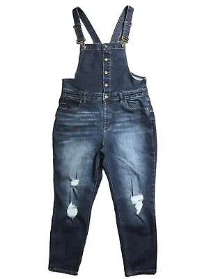 $12.99 • Buy No Boundaries Bib Overalls Women's Size XL (15-17) Denim Blue Jean Distressed
