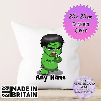 Personalised Marvels Incredible Hulk Super Hero Pillowcase Cover Cushion 40x40cm • £6.55