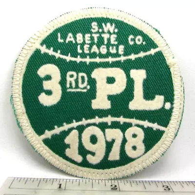 Vintage SW Labette Co Kansas Baseball League 1978 3rd Place Finish Jacket Patch • $9.99
