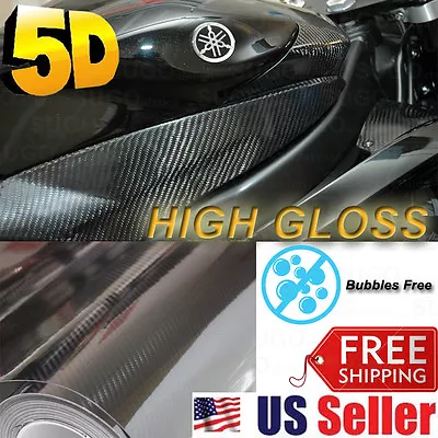 High GLOSSY Premium 5D Carbon Vinyl Wrap Sticker Film Sheet BUBBLE FREE 72 X60  • $49.49