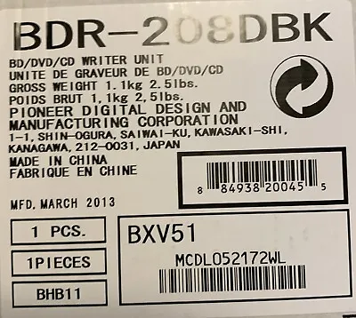 Pioneer BDR-208DBK 16x SATA Internal BD/DVD/CD Blu-Ray DL M-disc Writer Drive • $74.99