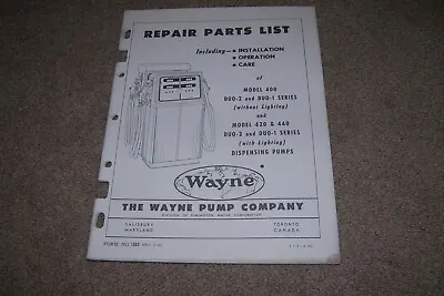 Vintage Wayne Gas Pump Repair Parts List Model 400-420-440 C.1960 • $9.95