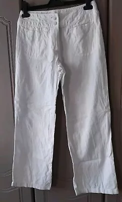 M&S Womens Linen Trousers White Size 10s • £6.50