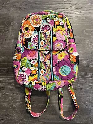$30 • Buy Vera Bradley Va Va Bloom Pink Yellow Floral Quilted Cotton Blend Small Backpack