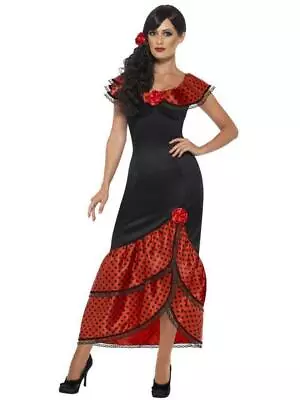 Flamenco Senorita Costume Spanish Mexican Saloon Dancer Fancy Dress Outfit • $28.54