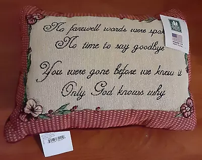 Vtg Accent Pillow NO FAREWELL Rectangle 17x12  USA Manual Woodworkers & Weavers • $19.99