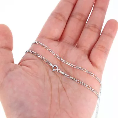 10K White Gold Solid 2.5mm-7.5mm Italian Figaro Chain Pendant Necklace 16 - 30  • $152