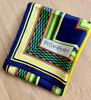 Authentic Ysl Yves Saint Laurent Paris 100% Silk Scarf Luxury Gift Designer • £90