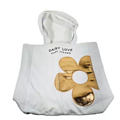 Marc Jacobs Daisy Love White & Rose Gold Tote Bag Over Shoulder Canvas Handbag • $19.99