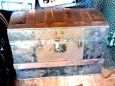 Vintage Steam Trunk Chest Wood & Metal Domed Top Local Pick Up In NJ • $39.99