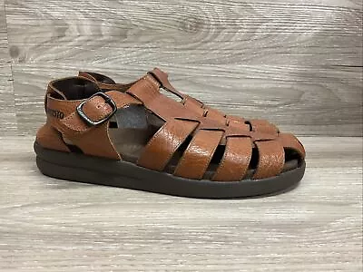 Mephisto Sam Fisherman Sandals Mens US 9 EU 43 Desert Brown Leather Buckle $319 • $47.20