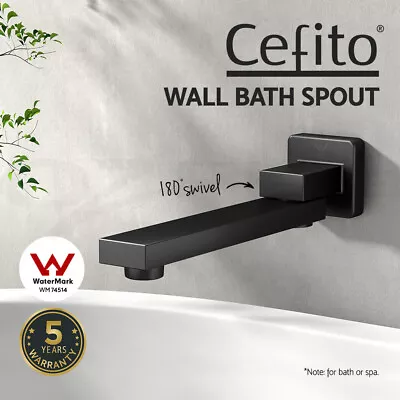 Cefito Bathroom Tap Wall Bath Spout 180 Swivel Bathtub Shower Mixer Square Black • $53.95