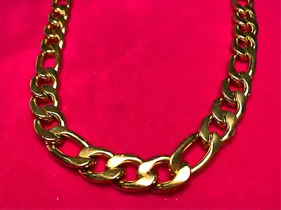 16 -60   14kt Gold Plated Stainless Steel 12mm Figaro Link Chain Necklace-gold • $17.48