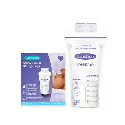 Lansinoh Breast Milk Storage Bags Breastmilk Pouches Pack Of 50 • £16