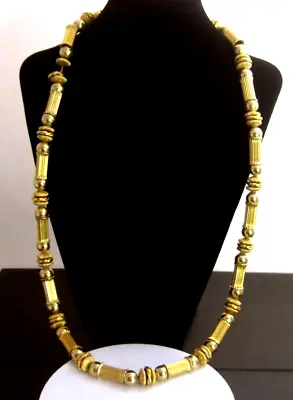 Stunning MONET Necklace Goldtone Metal Beads Strung On Chain • $50.10