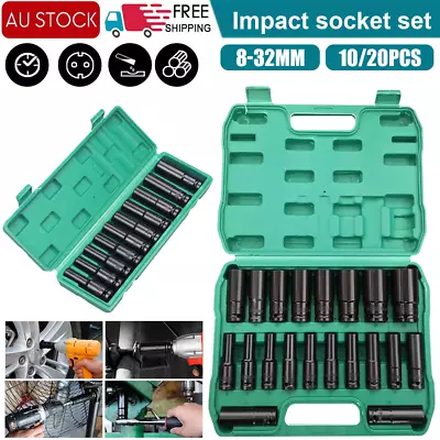10/20PCS 1/2  Drive Deep Impact Socket Set Heavy Metric Garage Tool 8-32MM  • $15.66