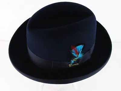 Biltmore Imperial Top Hatter Vintage Navy Homburg Mens Hat 52 Cm ASK SIZING INFO • $70