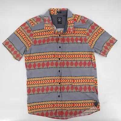 Volcom Shirt Mens Extra Large Multicolor Slim Fit Short Sleeve Button Up • $16.99