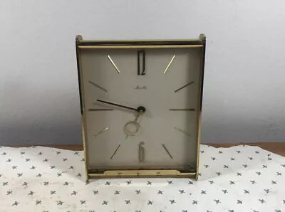 Vintage Mid Century Mauthe Desk Clock Brassed Brushed SteelSee Condition Notes • $36.41