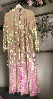 £115 • Buy NEW Sequin Deadstock Topshop Kimono Coat UK S UK M Pink Jacket Festival Rave