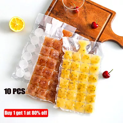 10 X Ice Cube Bags Maker Clear Bag Fridge Freezer Party Cubes Maker • £2.76