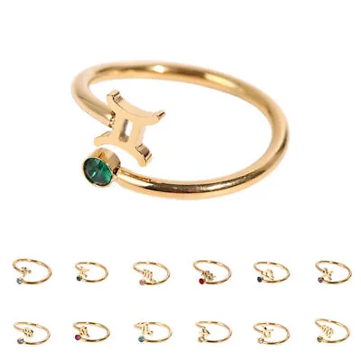 Zodiac Ring 12 Constellation Ring Rhinestone Birthstone Open Jewelry WomenGiftsξ • £8.74