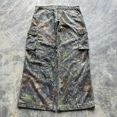 VTG Mossy Oak Camo Hunting Cargo Pants Baggy 10.5” Opening Y2K  - 38 X 31 • $0.99