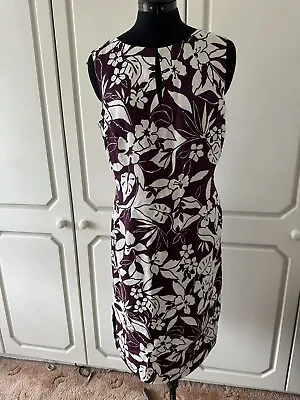 J Taylor Purple Floral Linen Shift Dress Size 14 • £10