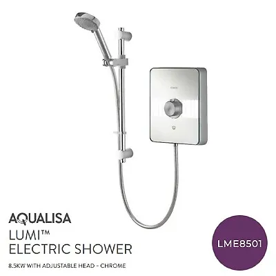£386 • Buy Aqualisa Lumi Electric Power Shower Illuminated Mirrored 8.5kW Chrome LME8501